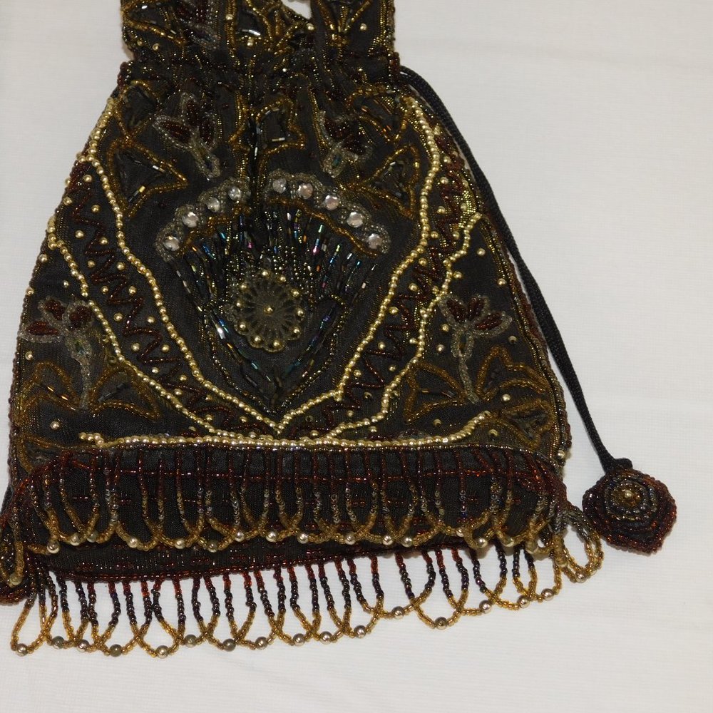 Beaded Vintage? Drawstring Handbag Crossbody Gorgeous Design - Picture 10 of 13
